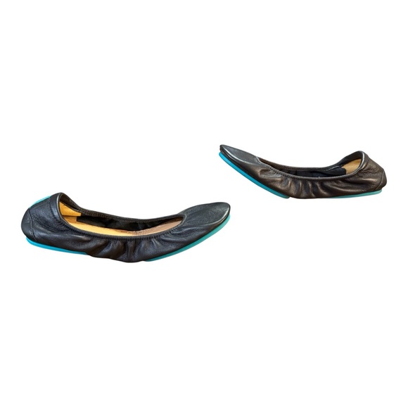 Tieks Matte Black Leather Flats with Turquoise Soles Women’s Size 9 - Picture 5 of 8